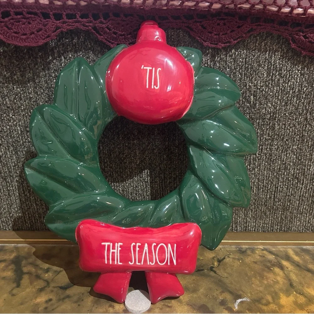 Rae Dunn Green and Red Holiday Wreath